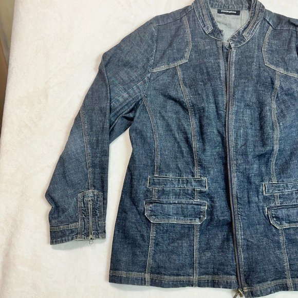 PENNINGTONS Women's 16 Jean Jacket Denim Blue Casual Zip-Up Classic Outerwear - Picture 5 of 16